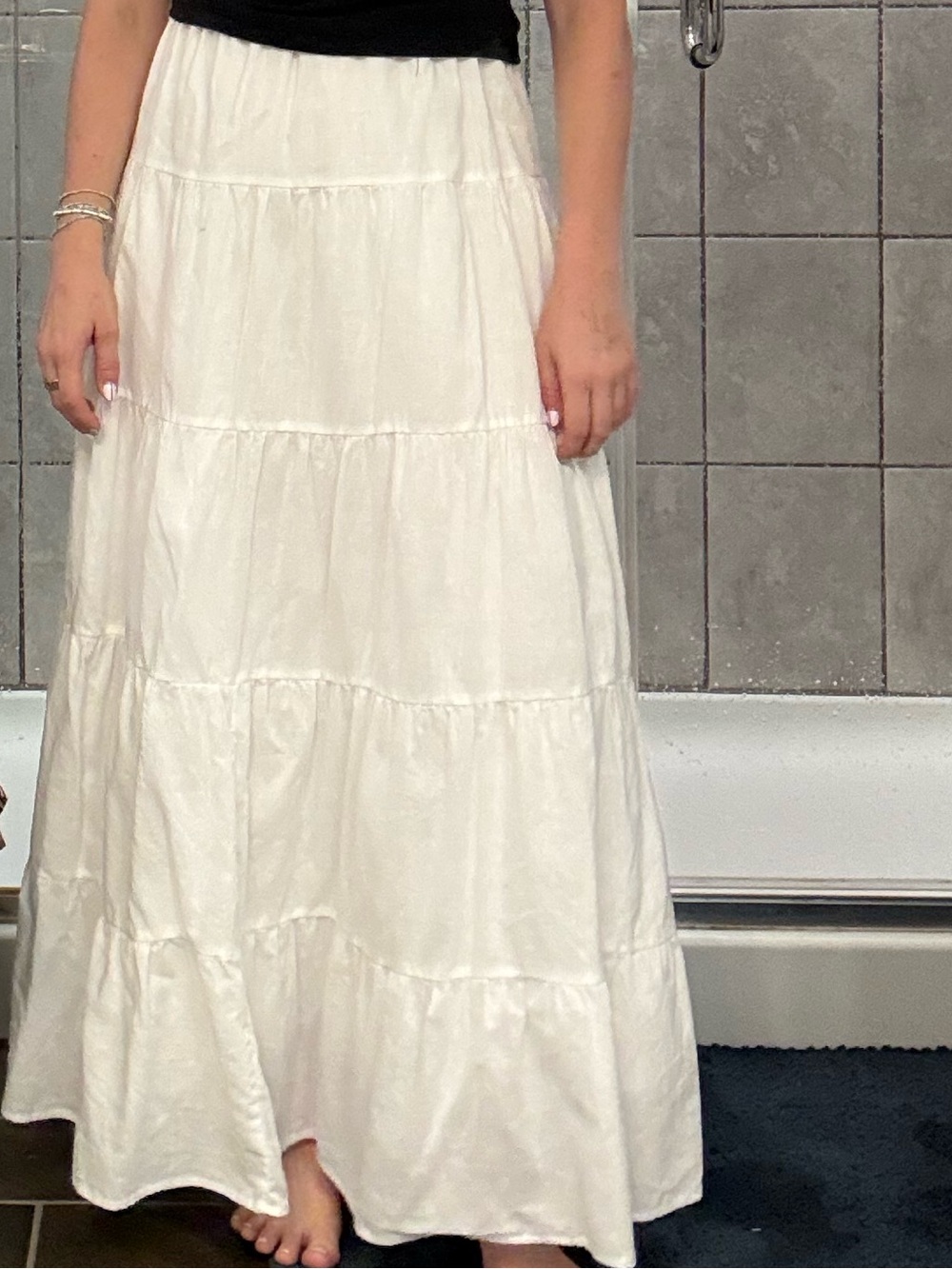 Women’s White Tiered Maxi Skirt - Classic Summer Style